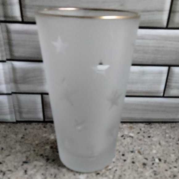 New Set of 4 Stars Pattern Gold Rim Frosted Glasses (C) - Picture 4 of 4